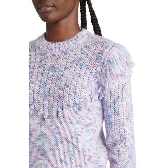 LoveShackFancy Koru Fringe Pullover Sweater Womens Sz M Wool Alpaca Cottagecore - Picture 3 of 13